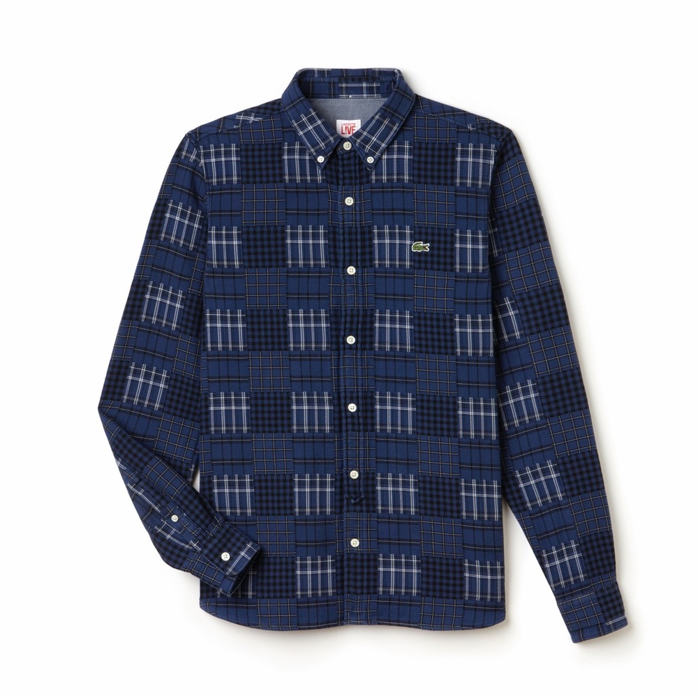 Lacoste Blue Plaid Button Up NWT size 40/M